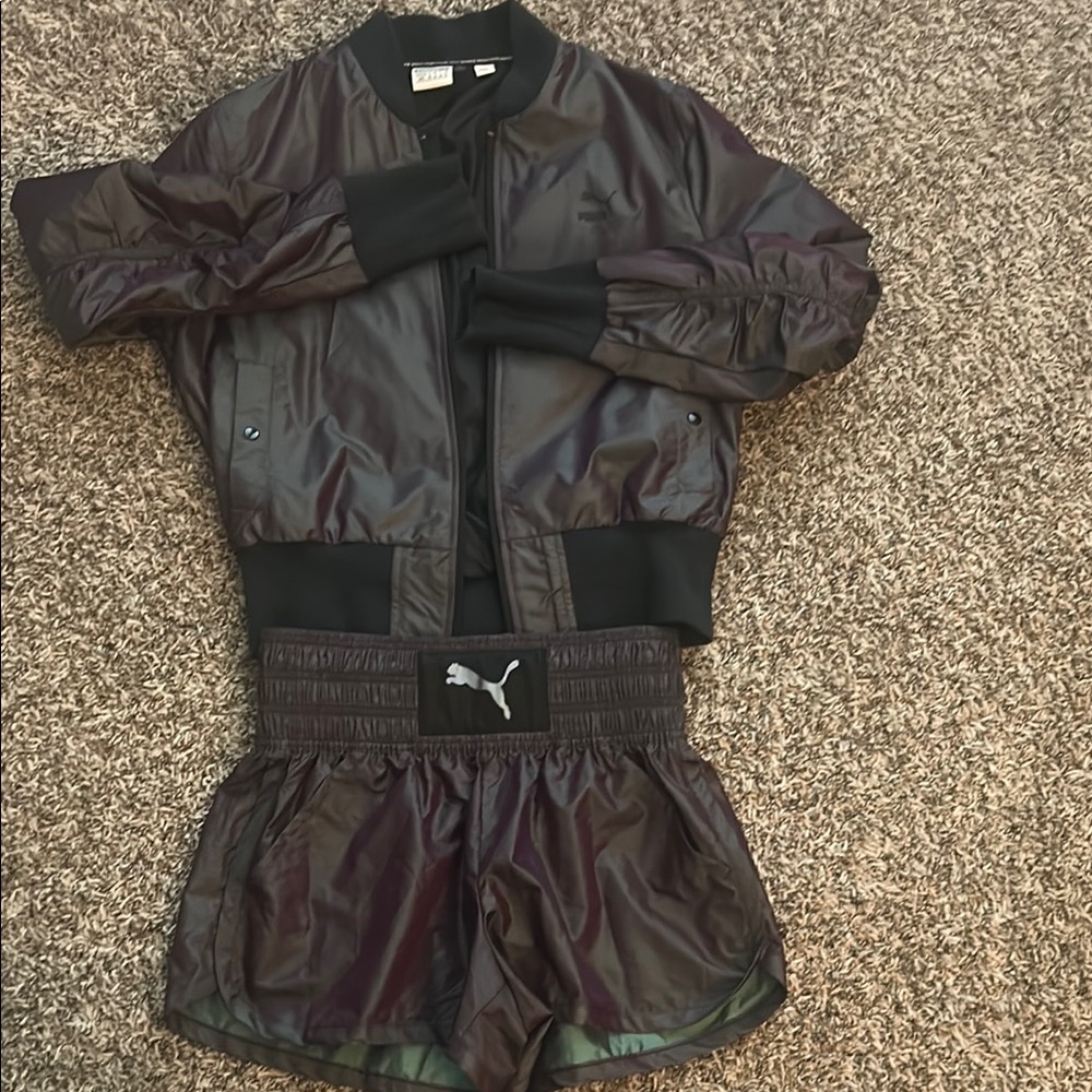 Puma Iridescent Bomber Jacket and Shorts Set